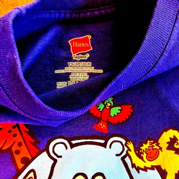 Hanes San Diego Zoo Blue cotton 2 sided tshirt shark plush boys youth small top - Picture 4 of 6